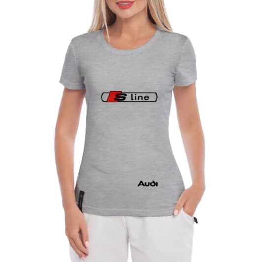 Футболка женская Globuspioner классическая Audi S-Line серая принт спереди