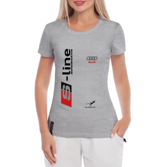 Футболка женская Globuspioner классическая Audi S-Line Automotive серая принт спереди