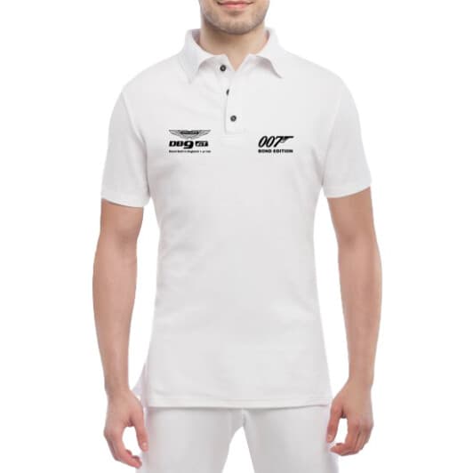 Футболка чоловіча Globuspioner поло Aston Martin DB9 біла принт спереду