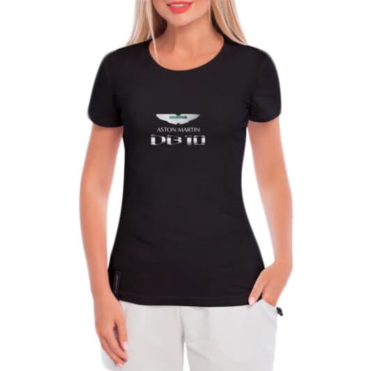 Футболка жіноча Globuspioner класична Aston Martin DB10 чорна принт спереду