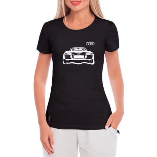 Футболка женская Globuspioner классическая Audi R8 черная принт спереди