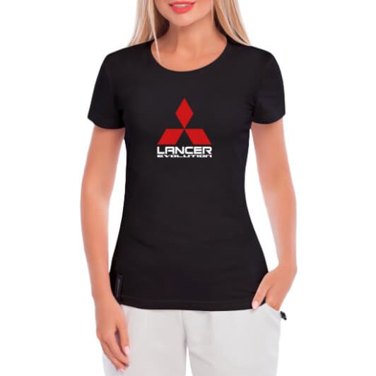 Футболка женская Globuspioner классическая Lancer Evolution черная принт спереди