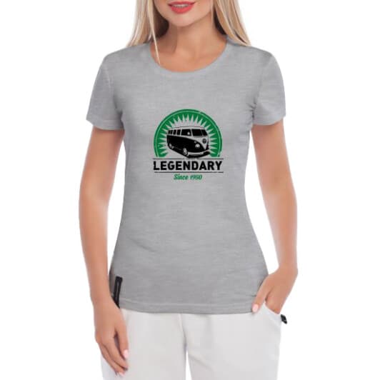 Футболка женская Globuspioner классическая Legendary Since 1950 серая принт спереди