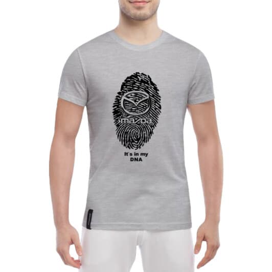 Футболка мужская Globuspioner классическая Mazda DNA серая принт спереди