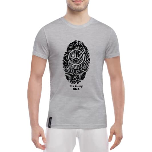 Футболка мужская Globuspioner классическая Mercedes DNA серая принт спереди