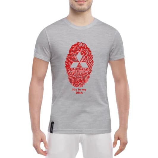 Футболка мужская Globuspioner классическая Mitsubishi DNA серая принт спереди