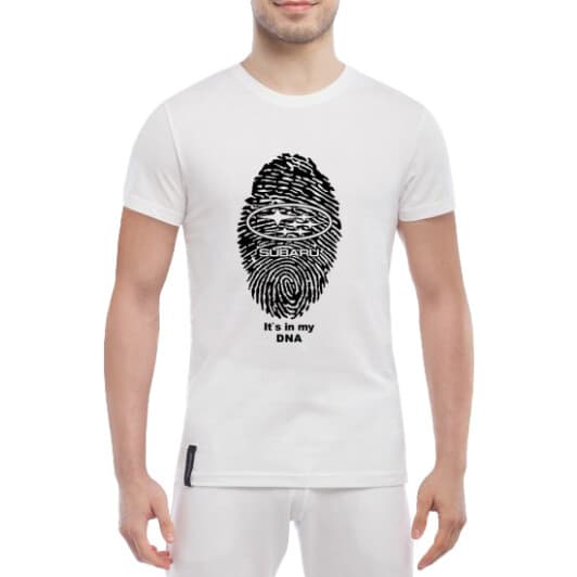 Футболка мужская Globuspioner классическая Subaru DNA белая принт спереди