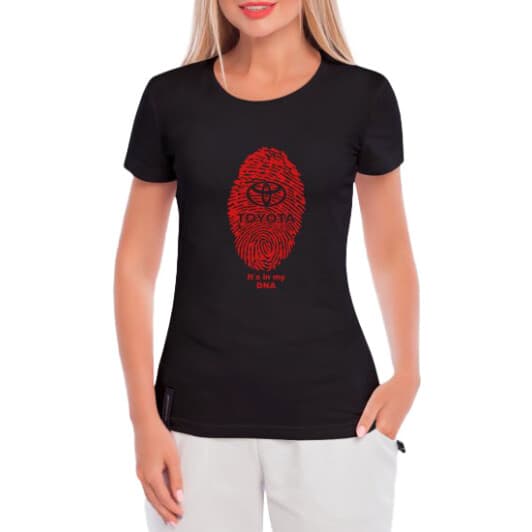 Футболка женская Globuspioner классическая Toyota DNA черная принт спереди