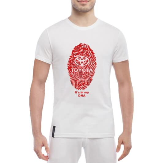Футболка мужская Globuspioner классическая Toyota DNA белая принт спереди