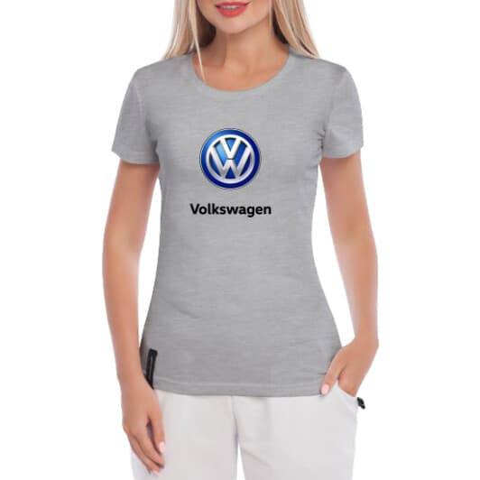 Футболка жіноча Globuspioner класична Volkswagen Logo сіра принт спереду