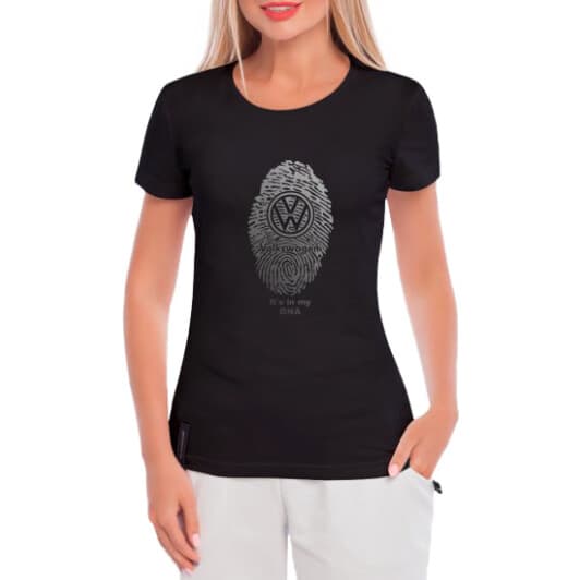Футболка женская Globuspioner классическая Volkswagen DNA черная принт спереди