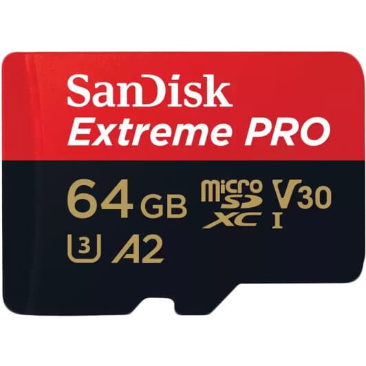 Карта памяти SanDisk Extreme PRO microSDXC 64 ГБ с SD-адаптером