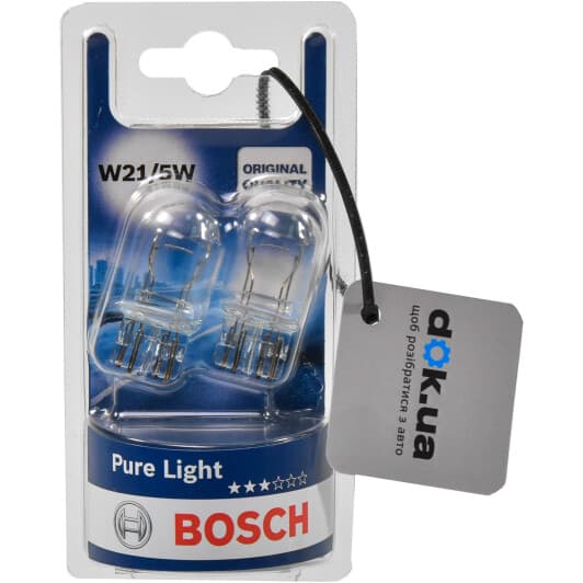 Автолампа Bosch Pure Light W21/5W W3x16q 21 W прозрачная 1987301079