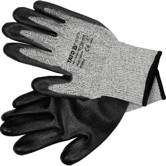 Перчатки рабочие Yato синтетические с полиуретановым покрытием серые