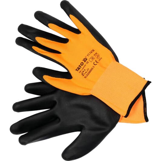 Рукавички робочі Yato нейлонові з нітрилові покриттям жовті