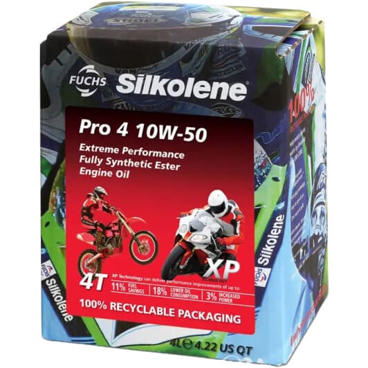 Fuchs Silkolene Pro 4 XP 10W-40, 4 л (600985134) моторное масло 4T