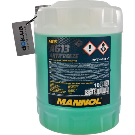 Mannol AG13 Hightec G13 зеленый -40 °C, 10 л (MN4013-10) готовый антифриз
