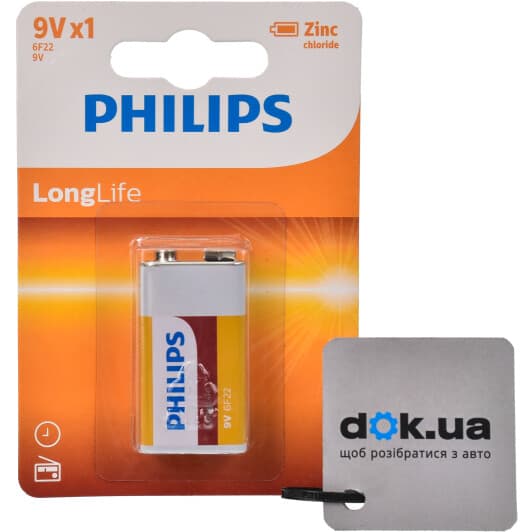 Батарейка Philips LongLife 6F22L1B/10 PP3 (Krona) 9 V 1 шт