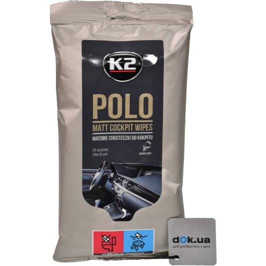 Серветки K2 Polo Matt Cockpit Wipes K425 з нетканого матеріалу 20х18 см 24 шт