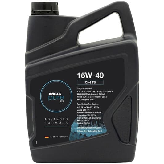 AVISTA Pure EVO CI-4 TS 15W-40 (5 л) моторна олива