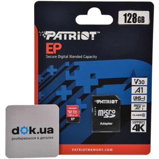Карта памяти Patriot EP Series microSDXC 128 ГБ с SD-адаптером