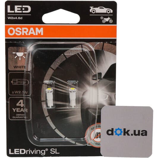 Автолампа Osram LEDriving SL W2,3W W2x4,6d 0,25 W 2723DWP02B
