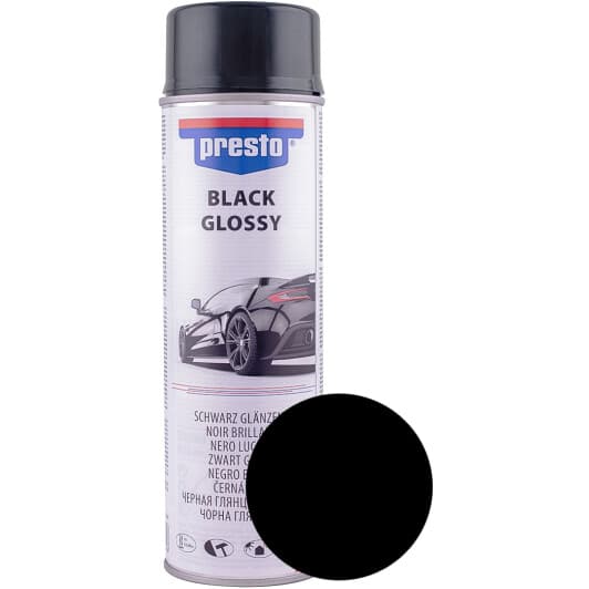 Аэрозольная краска Presto Универсальная Black глянцевая 500 мл