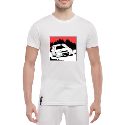 Футболка мужская Globuspioner классическая Skoda Fabia белая принт спереди