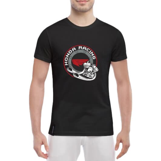 Футболка мужская Globuspioner классическая Honda Racing черная принт спереди