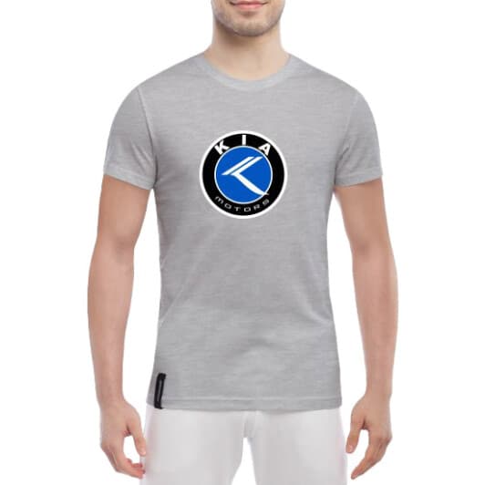 Футболка мужская Globuspioner классическая Kia Motors Blue серая принт спереди