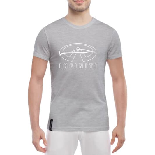 Футболка чоловіча Globuspioner класична Infiniti Logo White сіра принт спереду