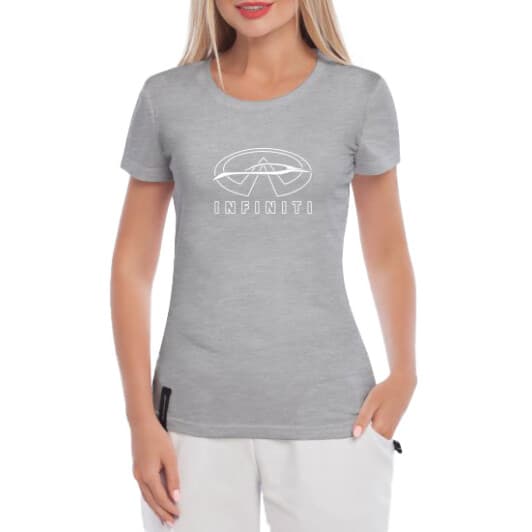 Футболка жіноча Globuspioner класична Infiniti Logo White сіра принт спереду