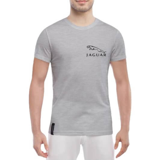 Футболка чоловіча Globuspioner класична Jaguar Logo сіра принт спереду