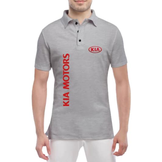 Футболка мужская Globuspioner поло Kia Motors серая принт спереди