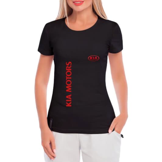 Футболка женская Globuspioner классическая Kia Motors черная принт спереди
