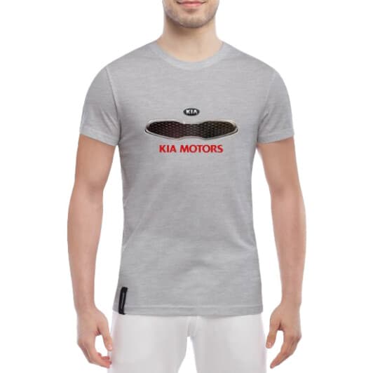 Футболка мужская Globuspioner классическая Kia Motors Radiator серая принт спереди