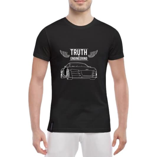 Футболка чоловіча Globuspioner класична Audi Engineering чорна принт спереду