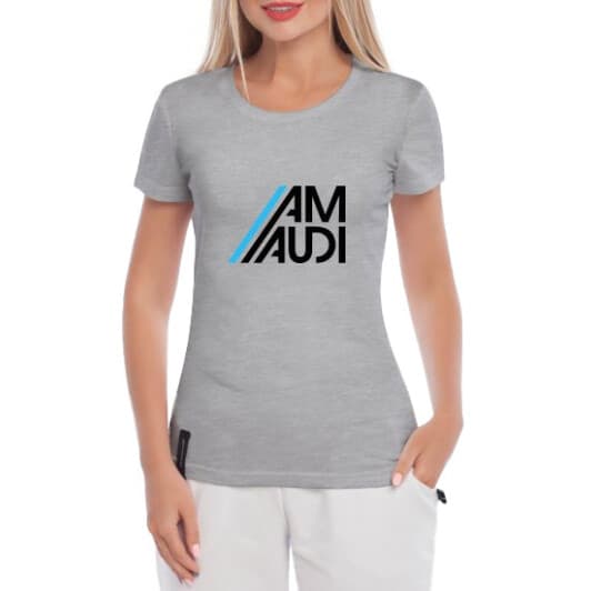 Футболка женская Globuspioner классическая Audi Am серая принт спереди
