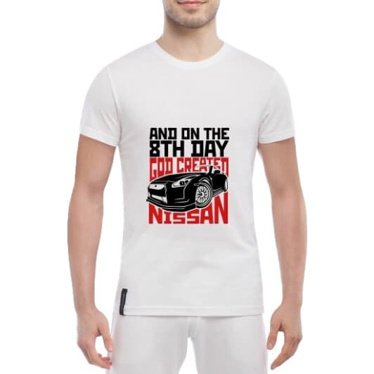 Футболка чоловіча Globuspioner класична Nissan 8th Day біла принт спереду