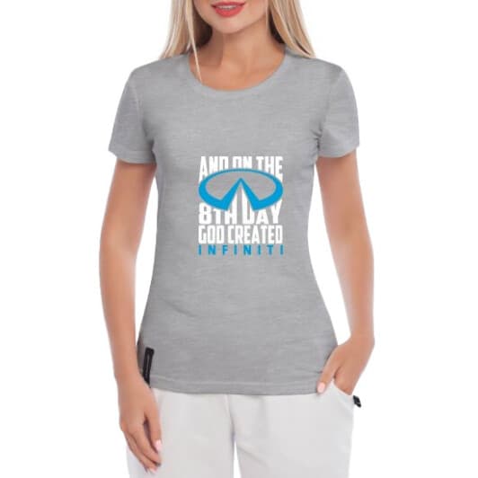 Футболка жіноча Globuspioner класична Infiniti 8th Day сіра принт спереду
