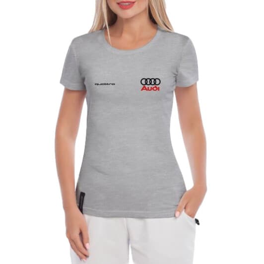 Футболка жіноча Globuspioner класична Audi Allroad Quattro сіра принт спереду