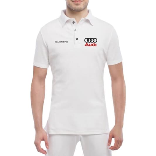 Футболка мужская Globuspioner поло Audi Allroad Quattro белый спереди