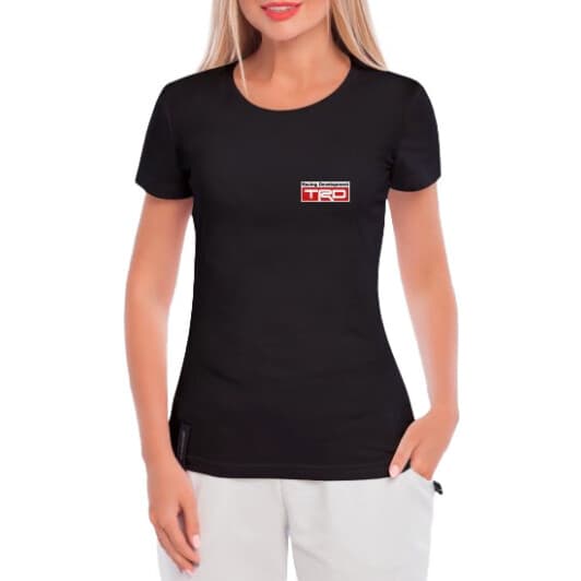 Футболка женская Globuspioner классическая Toyota Auto Racing черная принт спереди