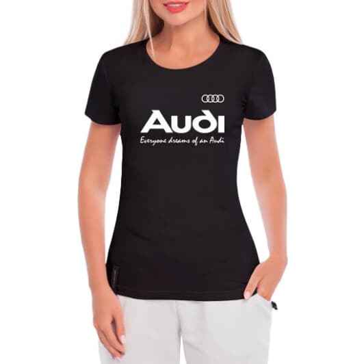 Футболка жіноча Globuspioner класична Audi Slogans чорна принт спереду