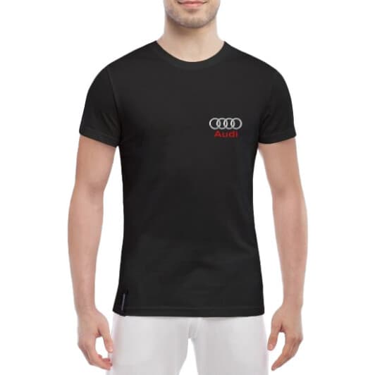 Футболка чоловіча Globuspioner класична Audi Monochrome Logo чорна принт спереду