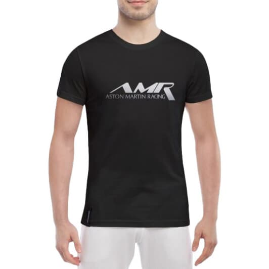 Футболка чоловіча Globuspioner класична Aston Martin racing silver чорна принт спереду