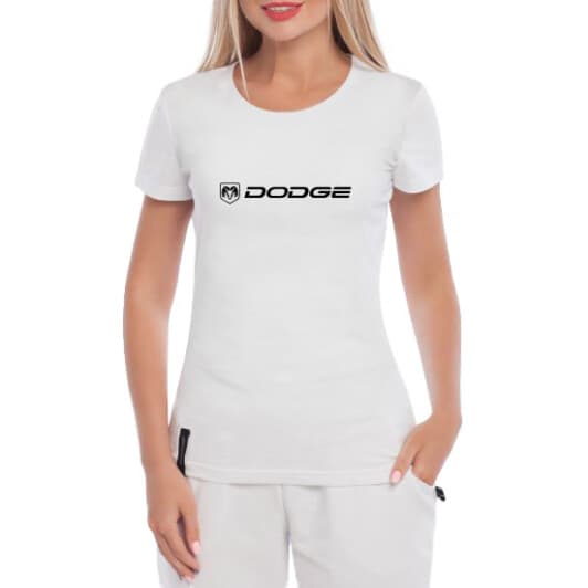 Футболка женская Globuspioner классическая Dodge белая принт спереди