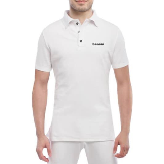 Футболка чоловіча Globuspioner поло Dodge біла принт спереду