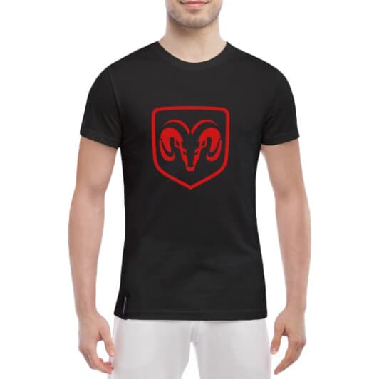 Футболка мужская Globuspioner классическая Dodge Red Logo черный спереди