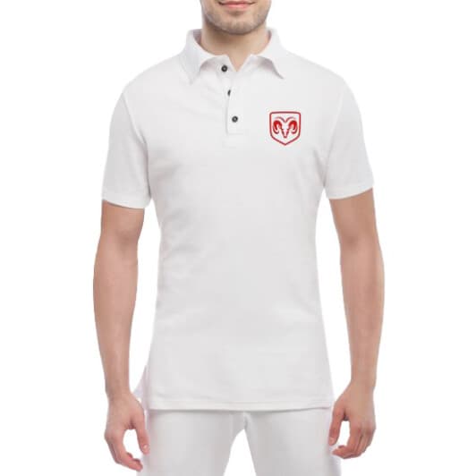 Футболка мужская Globuspioner поло Dodge Red Logo белый спереди